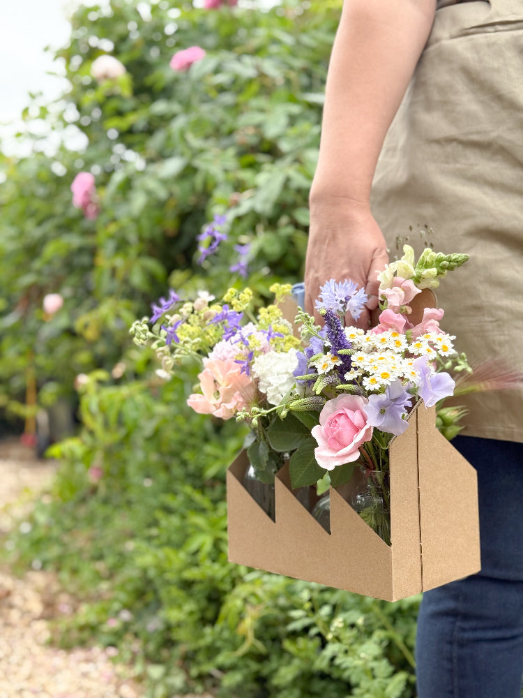 Delivery of a selection of our handpicked bud vases brimming with beautiful blooms, available for local doorstep delivery, collection or national delivery in the uk.