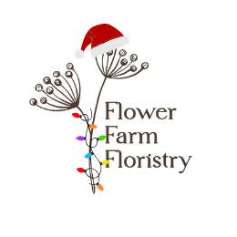 Flower Farm Floristry logo with floral design and text on a white background