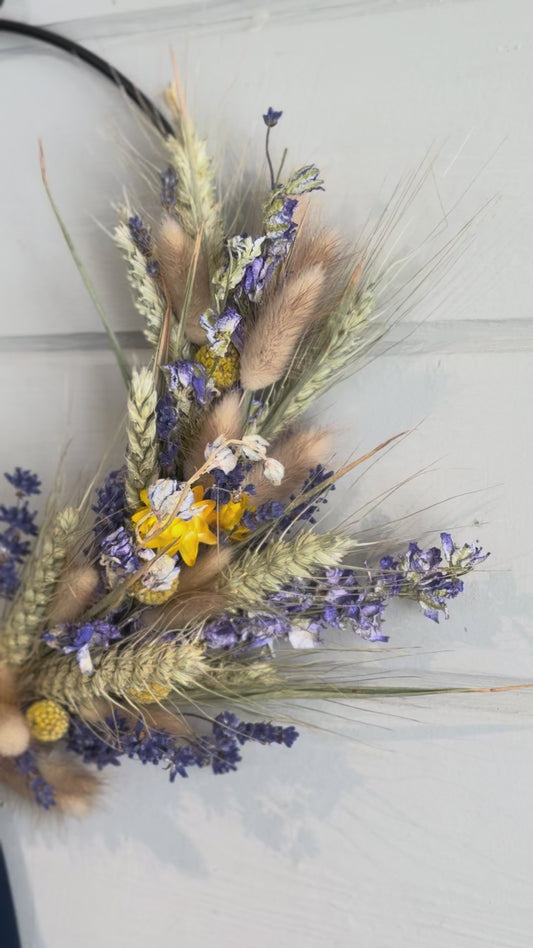 blue and yellow dried flower wreath kit