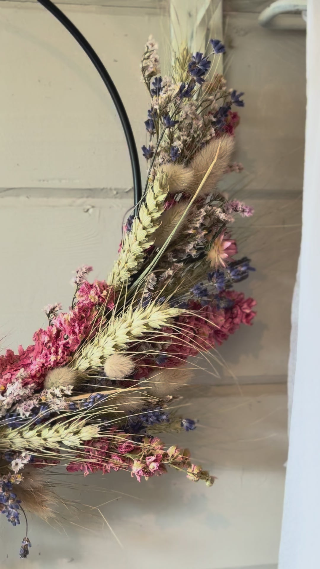 pink and blue dried flower wreath kit